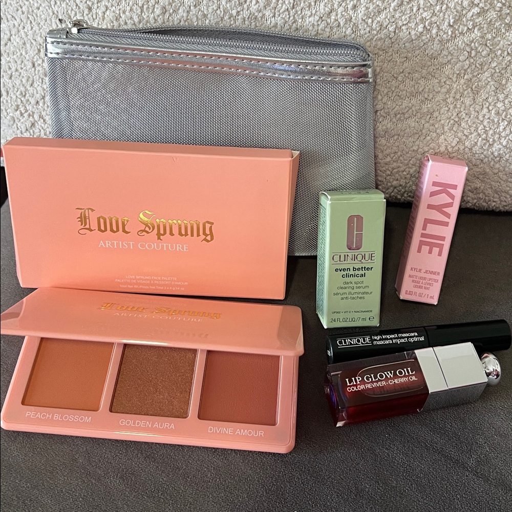 Christian Dior Lip Oil makeup bundle with contours, mascara, lip gloss